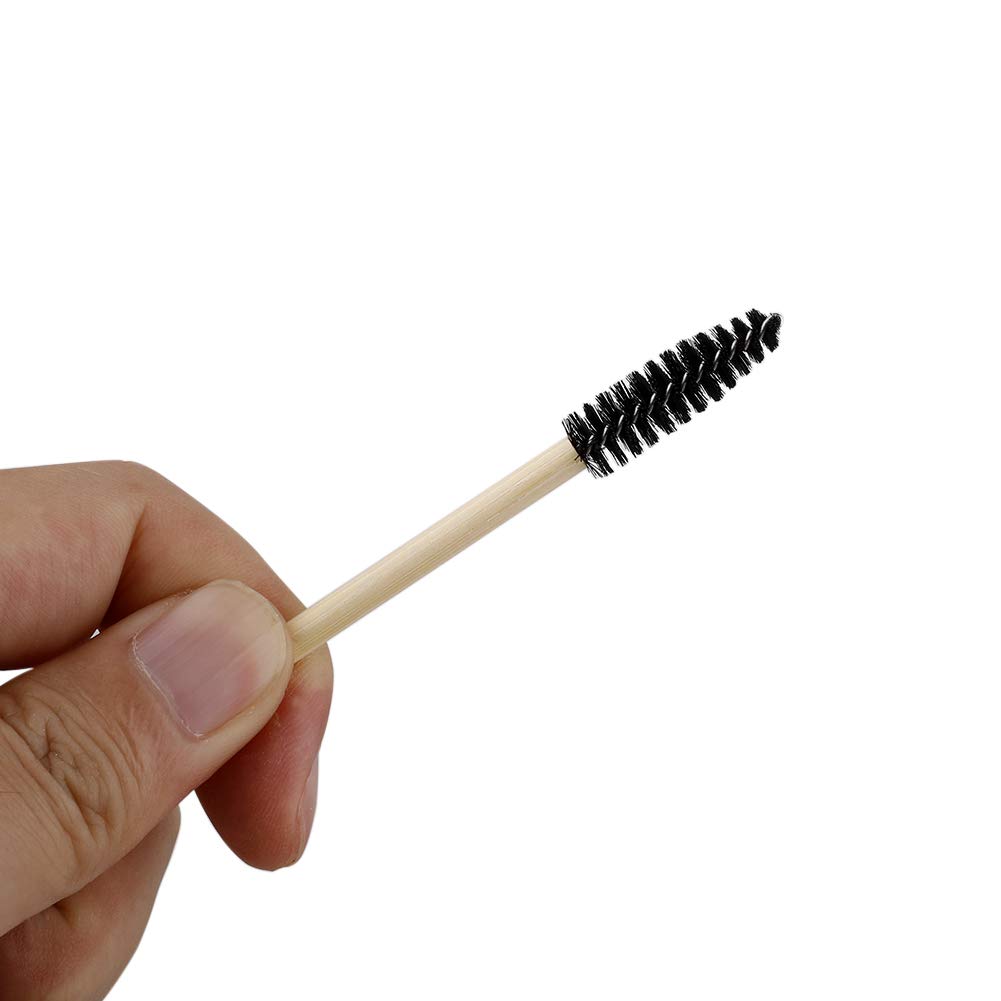 LIDEBLUE 100pcs Disposable Mascara Wands with Wooden Handle - Eyelash Extension Brushes, Spoolies for Professional Makeup Artists & DIY Beauty - Perfect for Salon, Home Use & Travel
