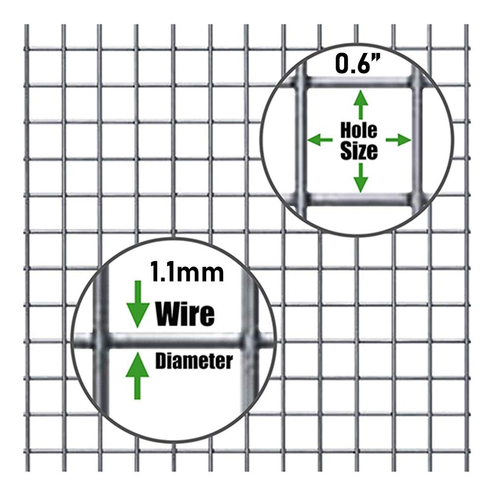 Hot-Dipped Galvanized Welded Wire Mesh Roll - Flexible Garden Fence, Pet Cage & Chicken Coop Barrier (0.3x15m, Silver) for Outdoor, Farm & DIY Projects - Includes Free Pliers for Easy Installation