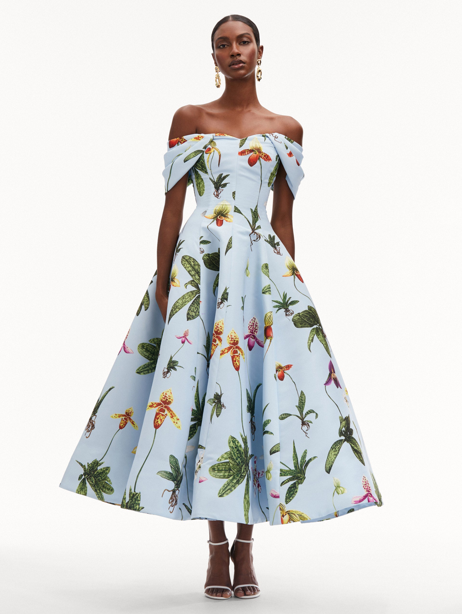 Elegant Off Shoulder Orchid Faille Gown for Women - Perfect for Weddings, Prom & Evening Events