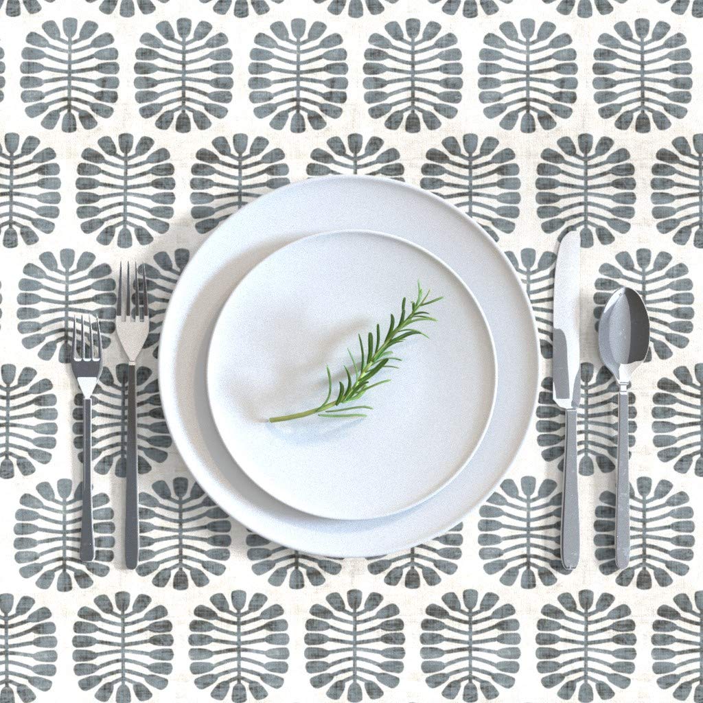 Custom Slate Seeds Grunge Geo Print Cotton Sateen Tablecloth 70