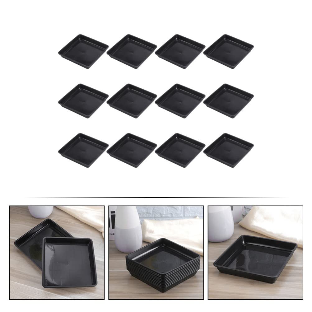 DOITOOL 12-Pack 12 Inch Square Plant Saucers - Drip Trays for Flower Pots, Water Plates & Planters - Indoor & Outdoor Garden Plant Trays for Potted Plants | Perfect for Balcony, Patio, and Greenhouses