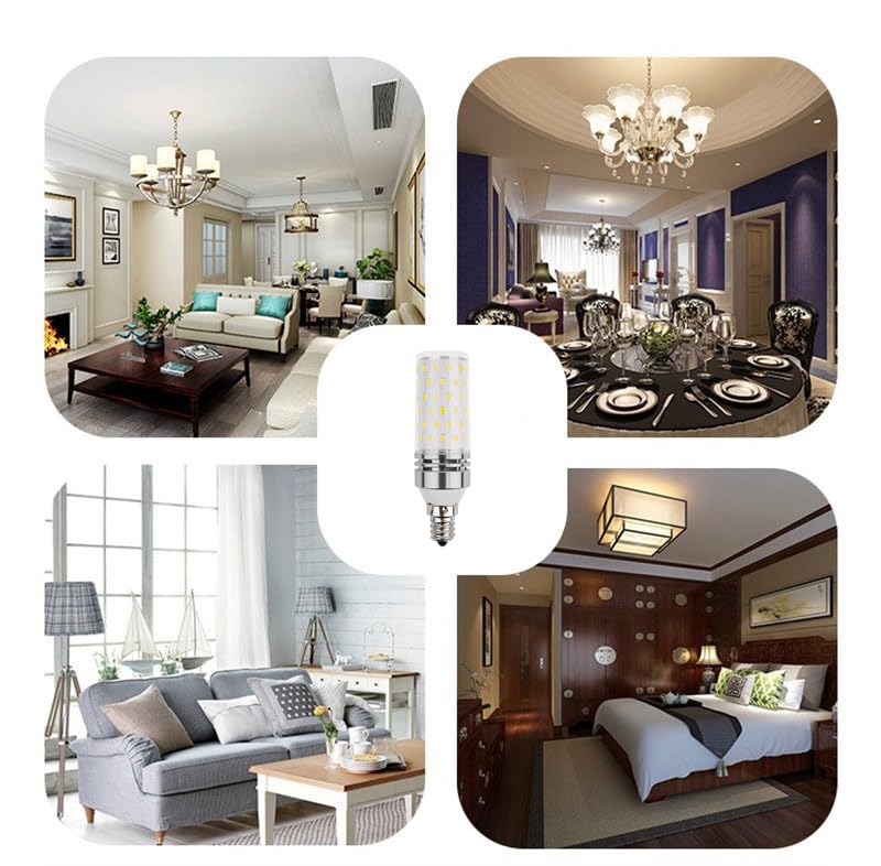 12W LED Corn Light Bulbs (Pack of 4) - E12 Small Base, 120W Equivalent, 1200LM Daylight 6500K, Non-Dimmable - Perfect for Chandeliers, Ceiling Fans, and Decorative Lighting