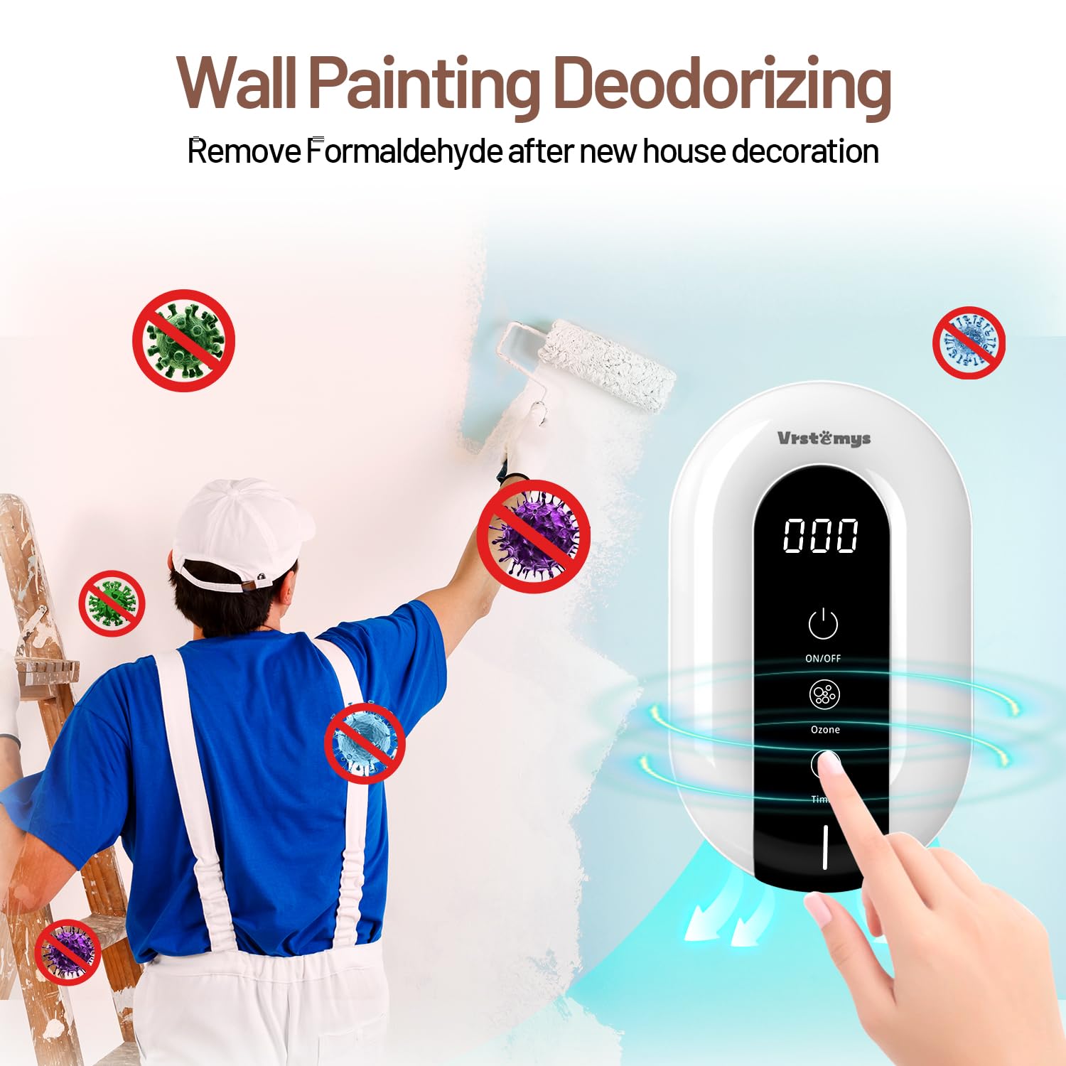 Ozone Odor Eliminator for Strong Smells - Cat Litter Deodorizer & 99% Effective Air Purifier - Eliminates Pet, Smoke & Household Odors - Ideal for Small Spaces, Bathrooms & Closets