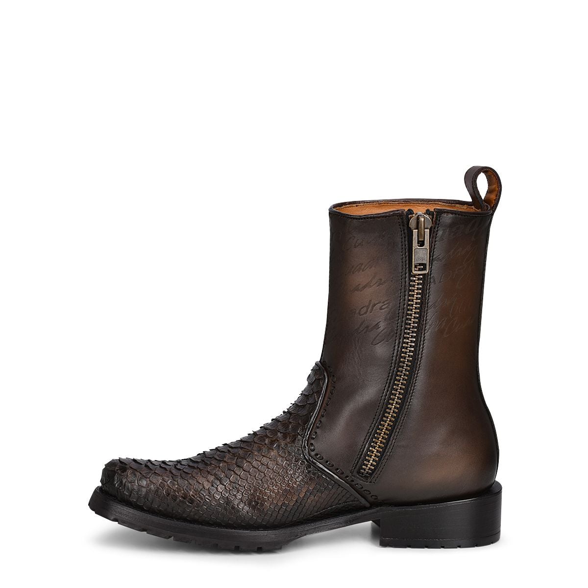 4D15PH Men's Fashion Cowboy Ankle Boots - Genuine Python Leather, Brown Work Boots for Western Style | Perfect for Rodeo, Ranch Work & Casual Outfits