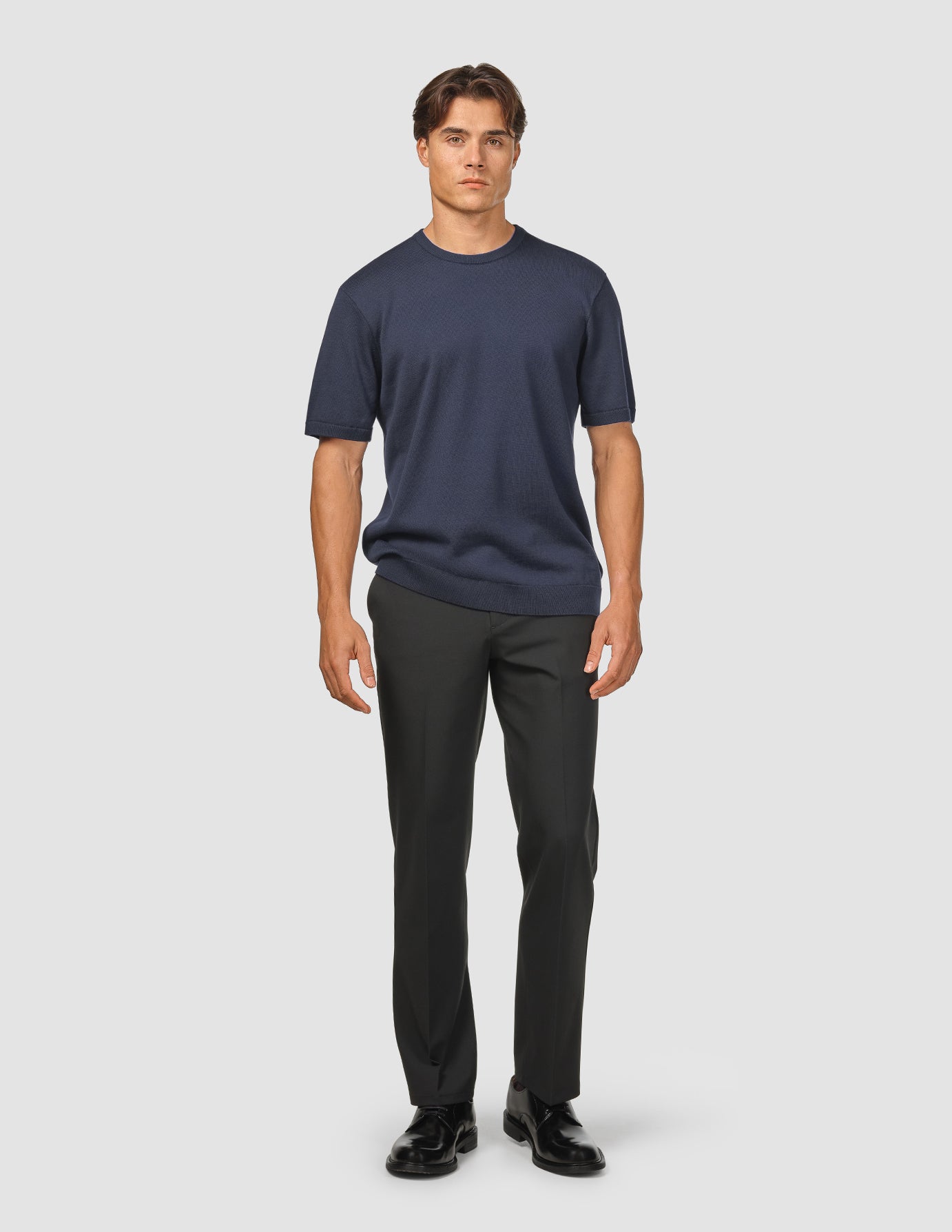 Premium Soft Cotton Knit Box Fit T-Shirt for Men - Navy Blue | Comfortable Casual Wear for Everyday & Lounge