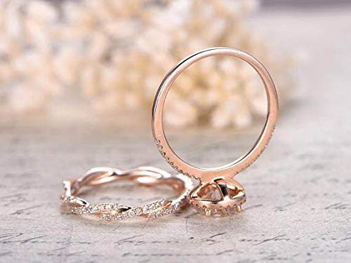 1.50 Carat Halo Moissanite & Diamond Wedding Ring Set in 14K Rose Gold - Elegant Bridal Jewelry for Engagement, Proposal & Anniversary Gifts