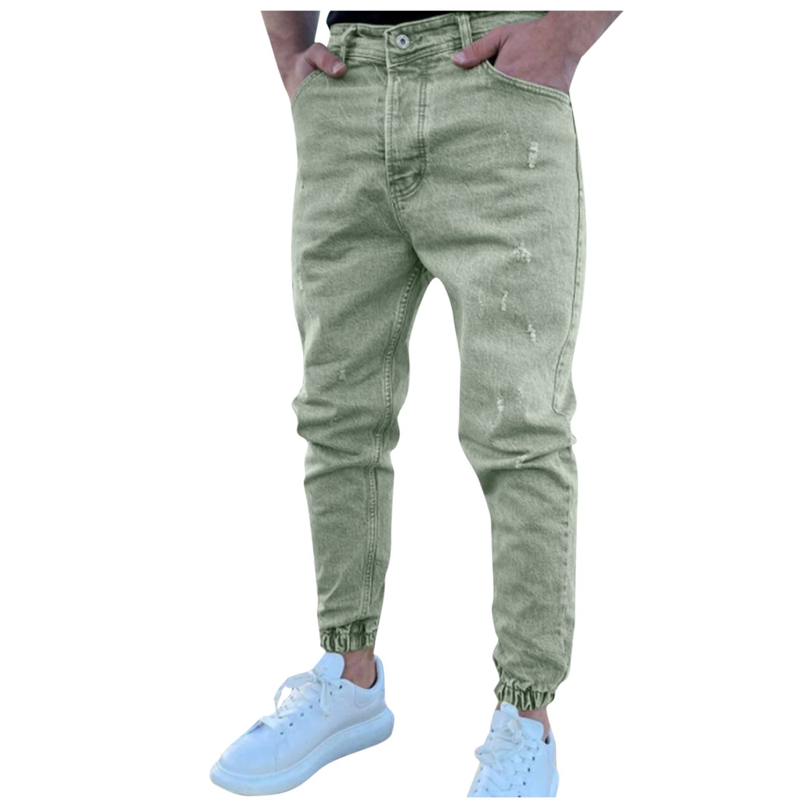 Men's Distressed Denim Jeans with Pocket Fly & Zipper - Casual Slim Fit Pants for Everyday Wear | Perfect for Office, Weekend Outings & Toddler Playtime