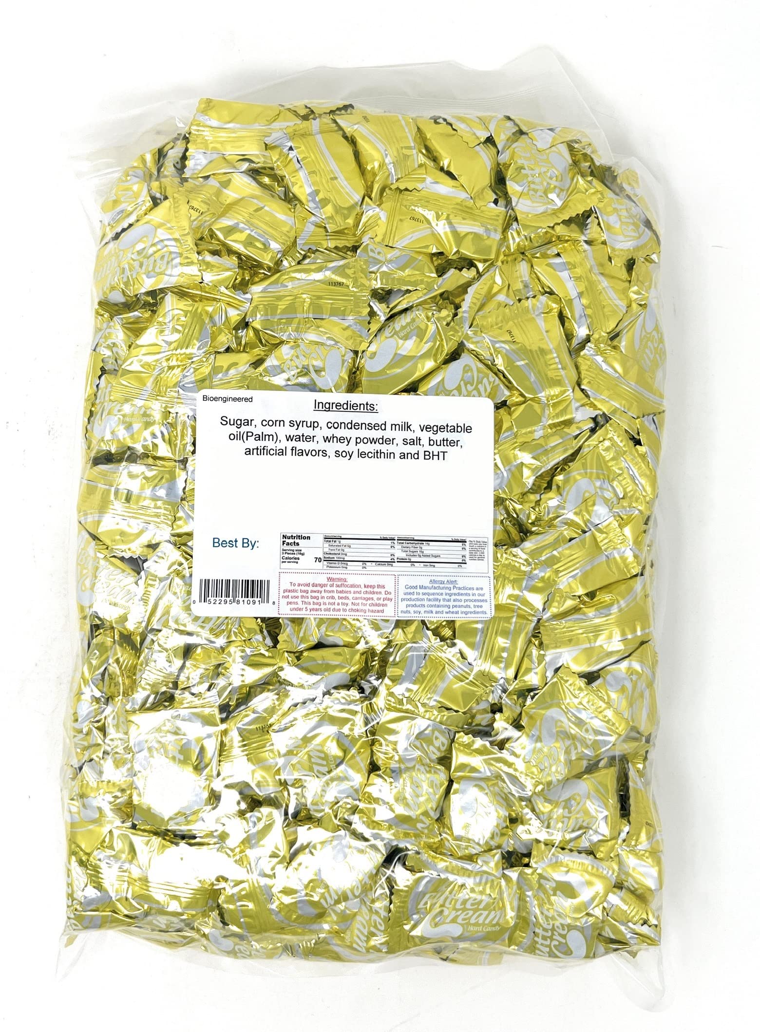 Yankee Traders Butter Cream Toffee Hard Candy - 4lb Bulk Bag | Old-Fashioned Wrapped Candies for Parties, Gifts & Dessert Toppings