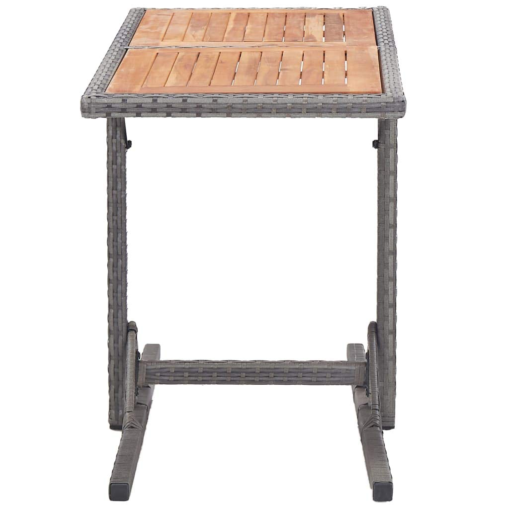 Premium FAMIROSA Outdoor Garden Table - Anthracite Poly Rattan & Solid Acacia Wood - Perfect for Patio, Deck, Backyard, and Poolside Dining