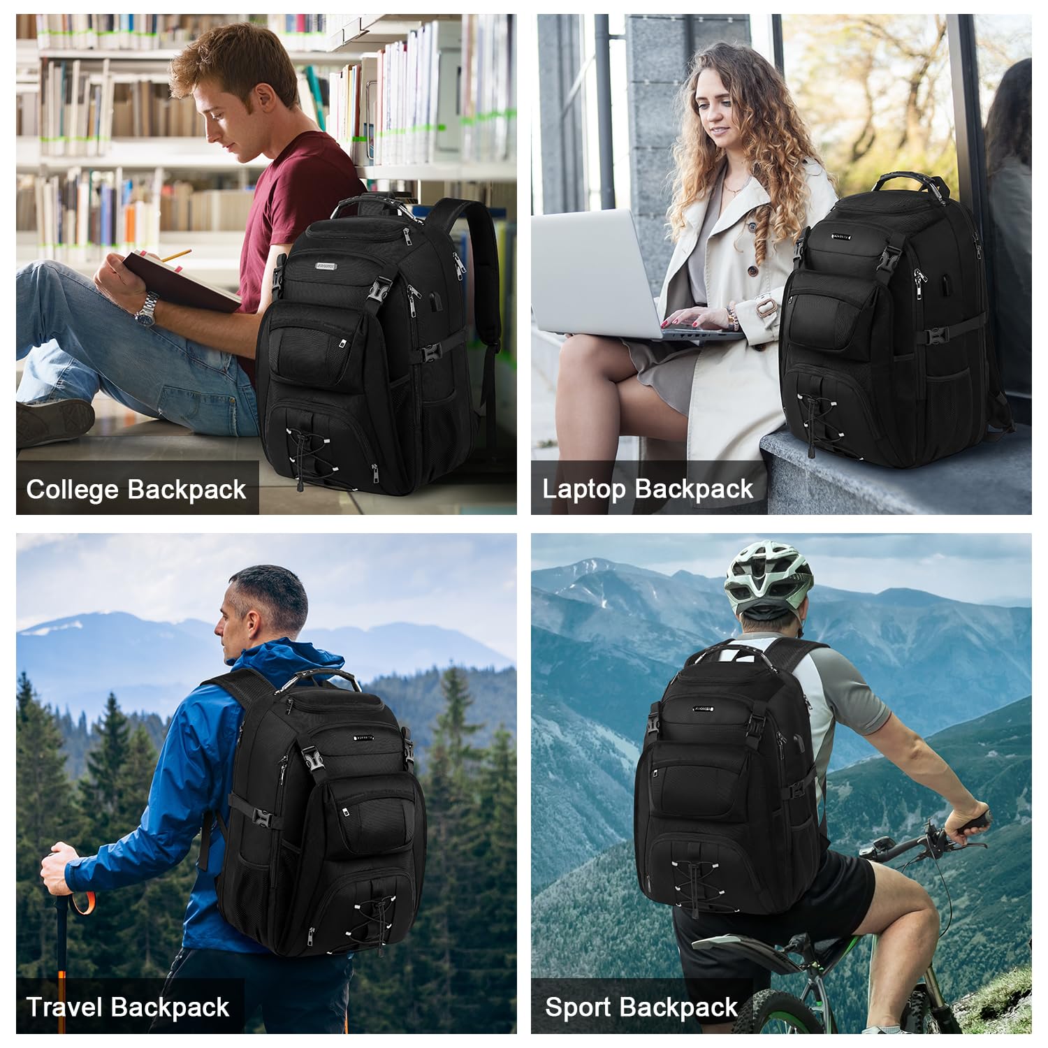 Extra Large Laptop Backpack for Travel, College & Work - TSA Friendly Commuter Gaming Bag with USB Charging Port, Anti-Theft Design Fits 18.4 Inch Laptop - Perfect for Business Trips, Campus Life & Daily Commute (Grey, 21.7x15.9x10.2 Inches)