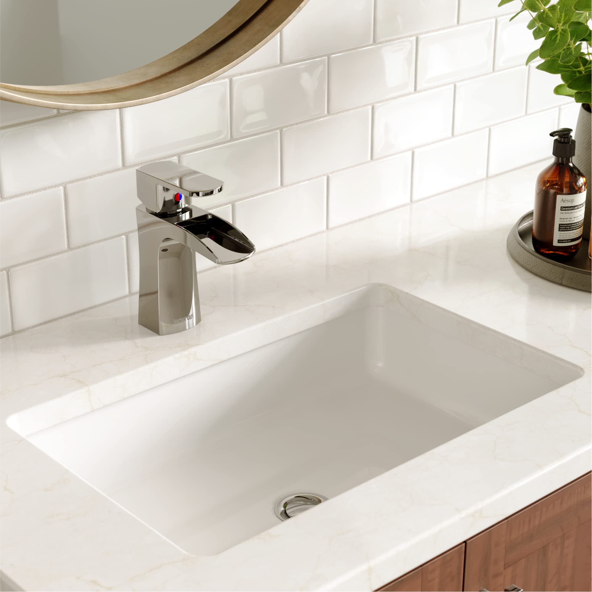 Karran KBF440 Kassel Single Hole Single Handle Bathroom Sink Faucet with Pop-Up Drain - Chrome Finish for Modern Vanity & Powder Room Installation