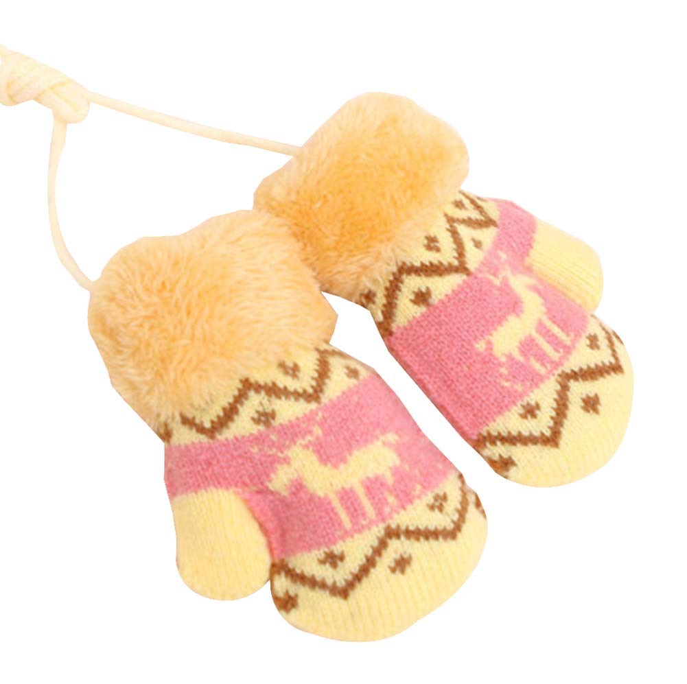 Warm Velvet Baby Mittens for Winter - Deer Design, Kids Cold Weather Gloves