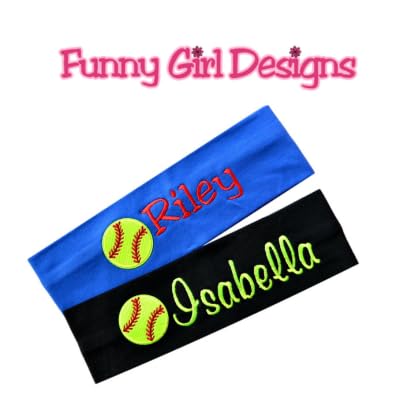 Custom Embroidered Softball Patch Cotton Stretch Headband - Personalized with Player Name & Team Colors - Perfect for Games, Practice & Team Spirit Accessories
