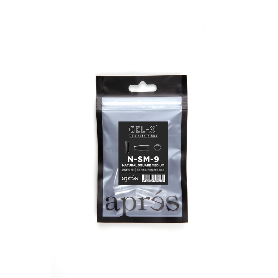 Apres Gel X Natural Square Medium Gel X Tip Refill 2.0 - #000 & #9 - Professional Nail Extension Kit for Salon & Home Manicures