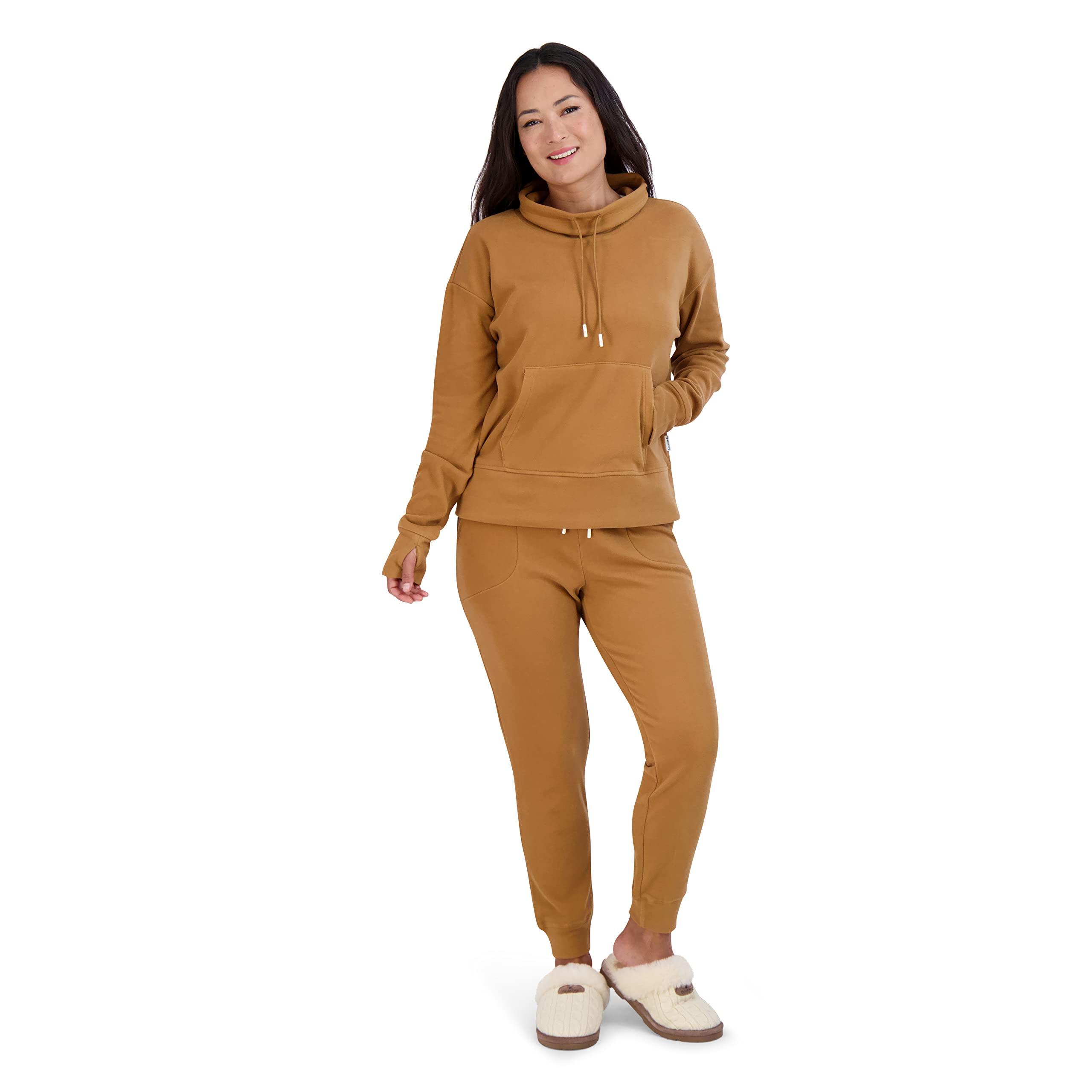BEARPAW Women's Cozy Fleece Pullover Hoodie - Soft Drawstring Funnel Neck Sweatshirt for Casual Wear, Lounge & Outdoor Activities