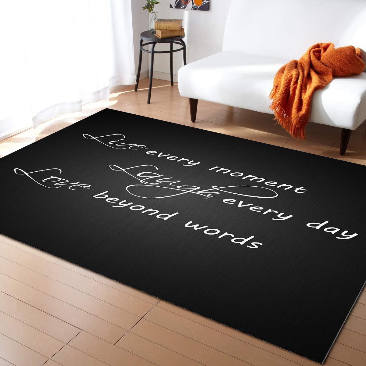 4'x6' Rectangle Area Rug - Live Every Moment Laugh Every Day Love Beyond Words - Large Floor Mat Carpet for Entryway, Front Porch, Kitchen, Laundry Room, Bathroom & Bedroom - Perfect for Home Decor, Living Room Accent & Cozy Spaces
