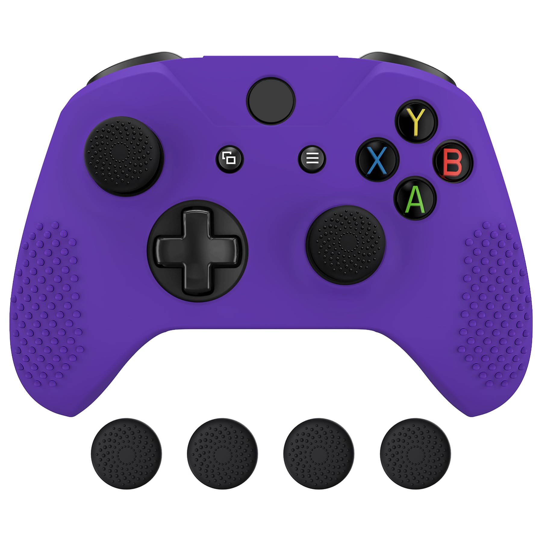 eXtremeRate PlayVital Soft Anti-Slip Purple Silicone Cover & Black Thumb Grips for Xbox One X/S Controller - Protective Skin Case (Controller Not Included) - Perfect for Gaming, Travel Protection and Enhanced Grip During Long Play Sessions