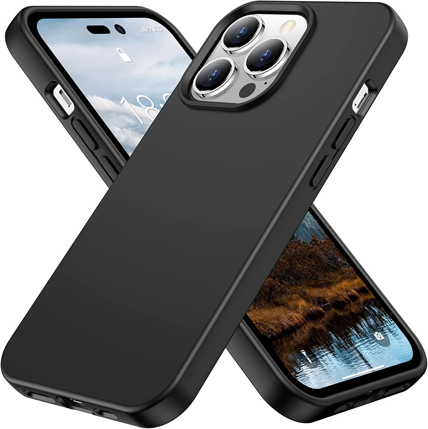 Premium iPhone 14 Pro Case - Liquid Silicone Shockproof Cover with Soft Rubber Finish in Black | Perfect for Everyday Protection & Drop Resistance