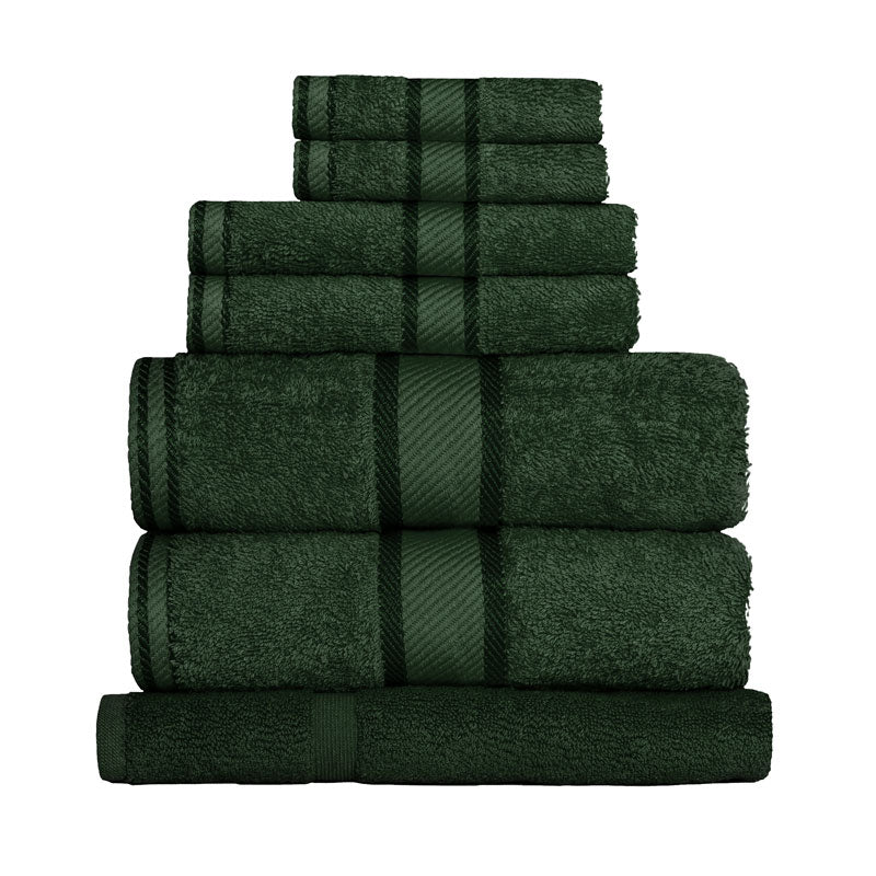 100% Cotton Bath Towel Set | 7-Piece Luxury Forest Green Bath Sheets for Spa, Beach & Home Use