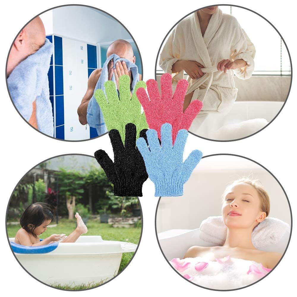 VOIISH Set of 2 Exfoliating Hand Gloves - Premium Body Scrubber for Shower & Bath, Dead Skin Remover, Spa Loofah Gloves for Deep Cleansing & Smooth Skin - Perfect for Home Spa, Self Care & Gift Giving