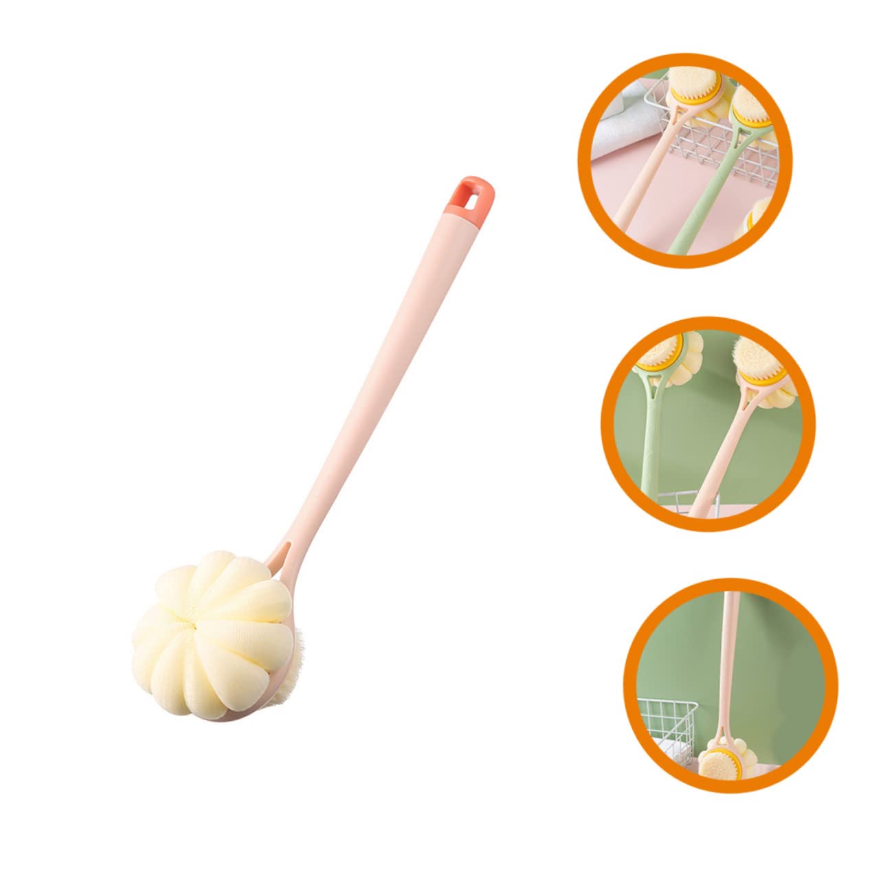 DOITOOL Long Handle Bath Brush with Mesh Sponge - Exfoliating Body Scrubber & Back Massage Brush for Shower or Dry Brushing - Perfect for Exfoliation, Skin Care & Relaxation at Home Spa