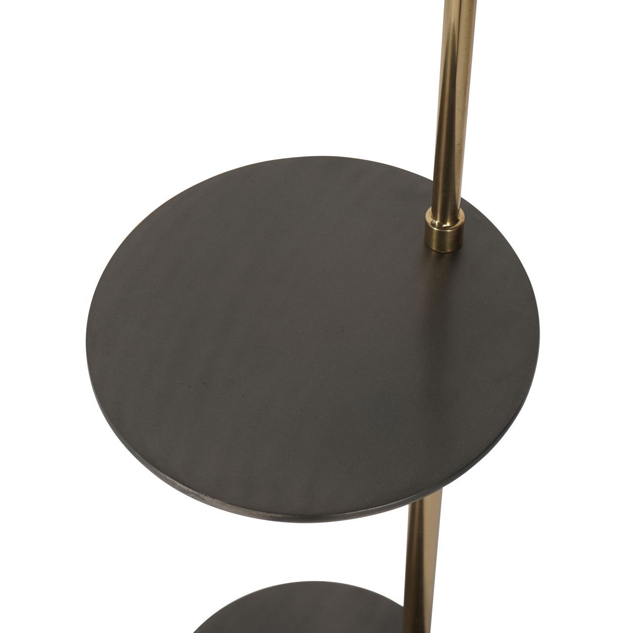 Amelie Brushed Floor Lamp - Satin Grey & Brass Finish with Side Table - Modern Living Room Lighting for Reading & Relaxation