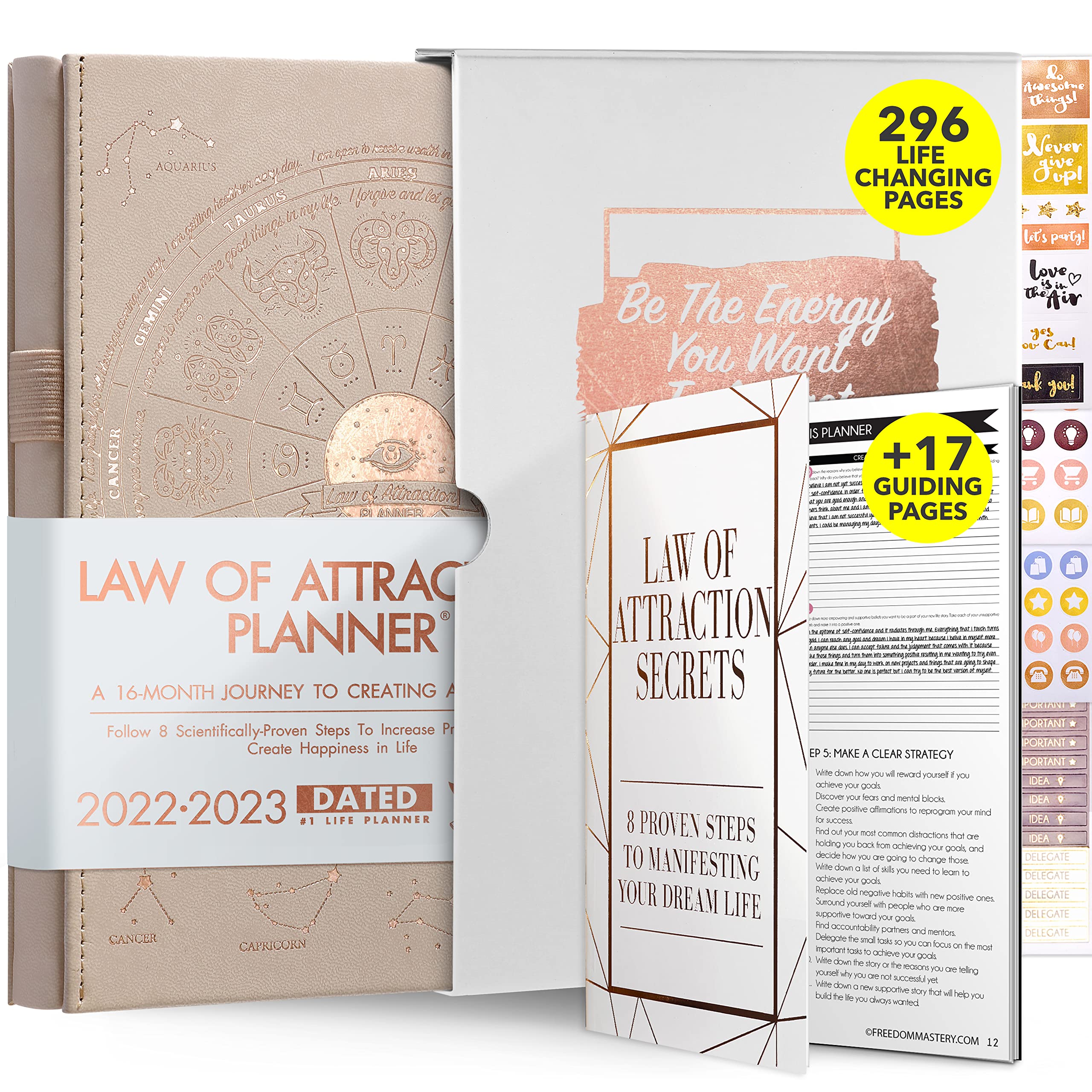 Law of Attraction Planner 2022-2023 - 16-Month Weekly & Monthly Productivity Planner with Hourly Scheduling, ADHD Planner, Includes Stickers (A5 Size) - Perfect for Goal Setting, Time Management & Personal Growth