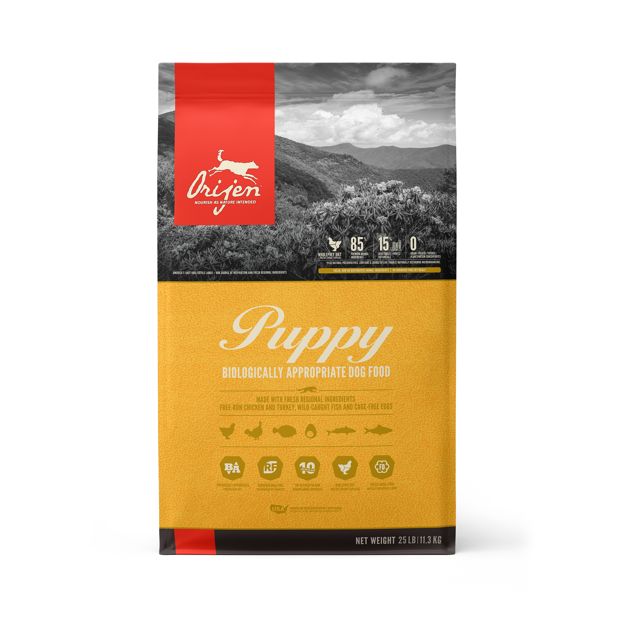 Orijen Grain Free Dry Dog Food for Puppies - High Protein Puppy Kibble for Healthy Growth & Development - Perfect for Small & Large Breed Puppies