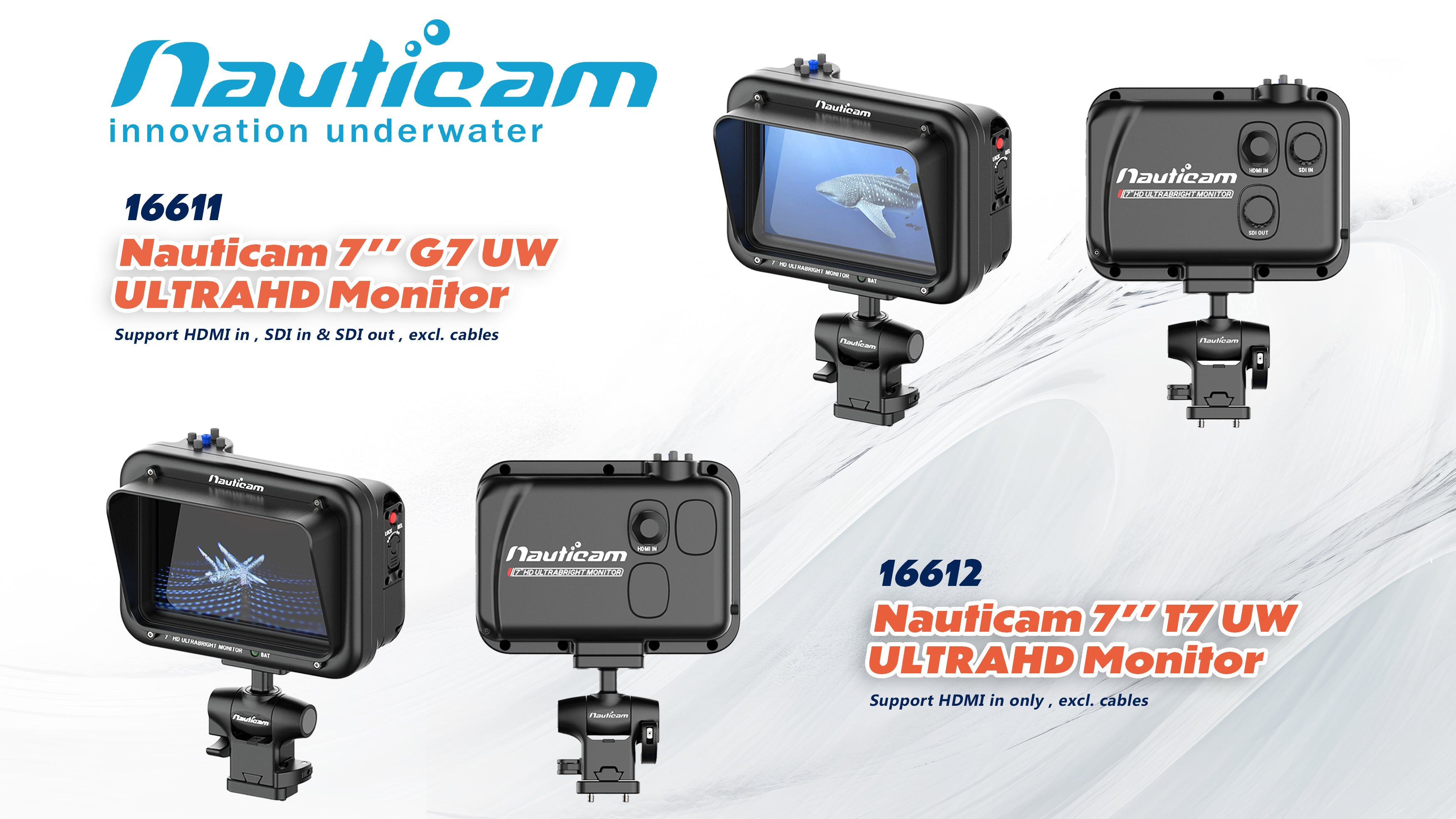 Nauticam 7 Inch G7 HD UltraBright Underwater Video Monitor - HDMI 1.4 & 2K SDI Input for Scuba Diving & Marine Exploration (Cables Not Included) - Perfect for Underwater Filmmaking, Professional Diving & Ocean Research