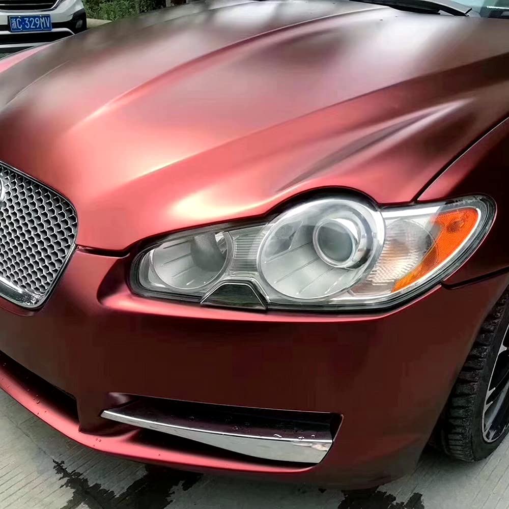 HOHOFILM Matte Metallic Red Vinyl Wrap Stickers - 5ft x 59ft Car Paint Protection Film with Air Bubble Release Technology, Anti-Scratch & Stretchable for DIY Vehicle Wrapping, Motorcycle, Laptop & Furniture Decoration