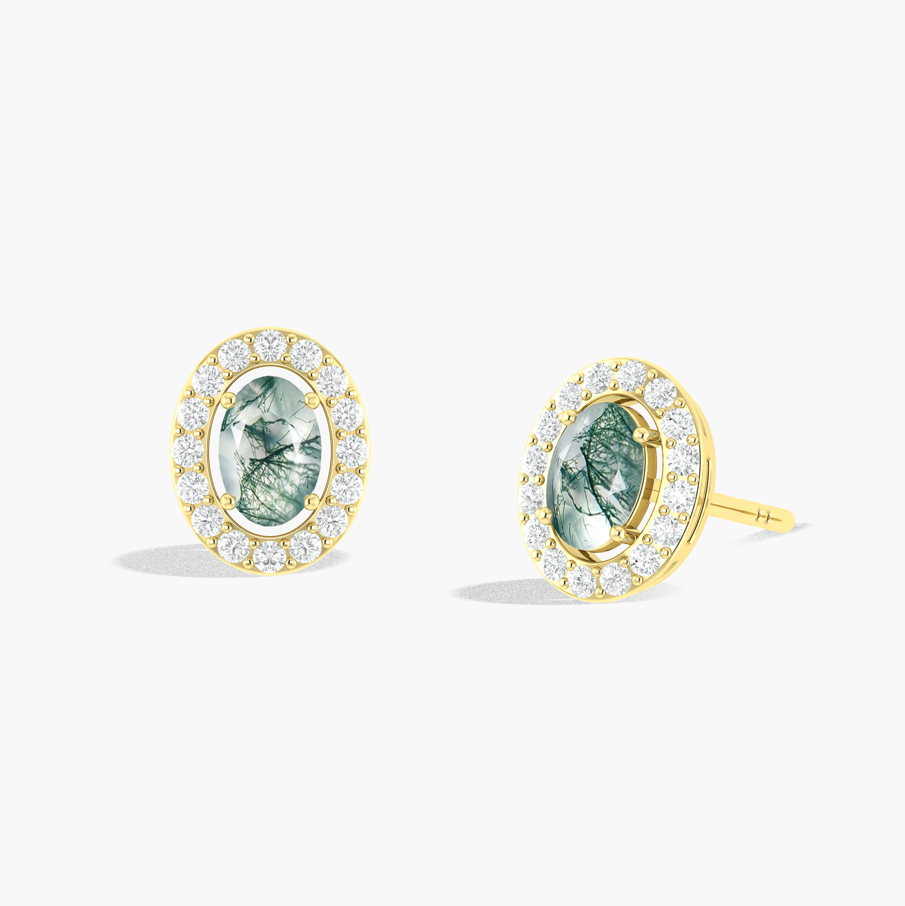 Genuine Moss Agate Oval Stud Earrings for Women - Natural Stone Jewelry for Everyday Wear & Special Occasions