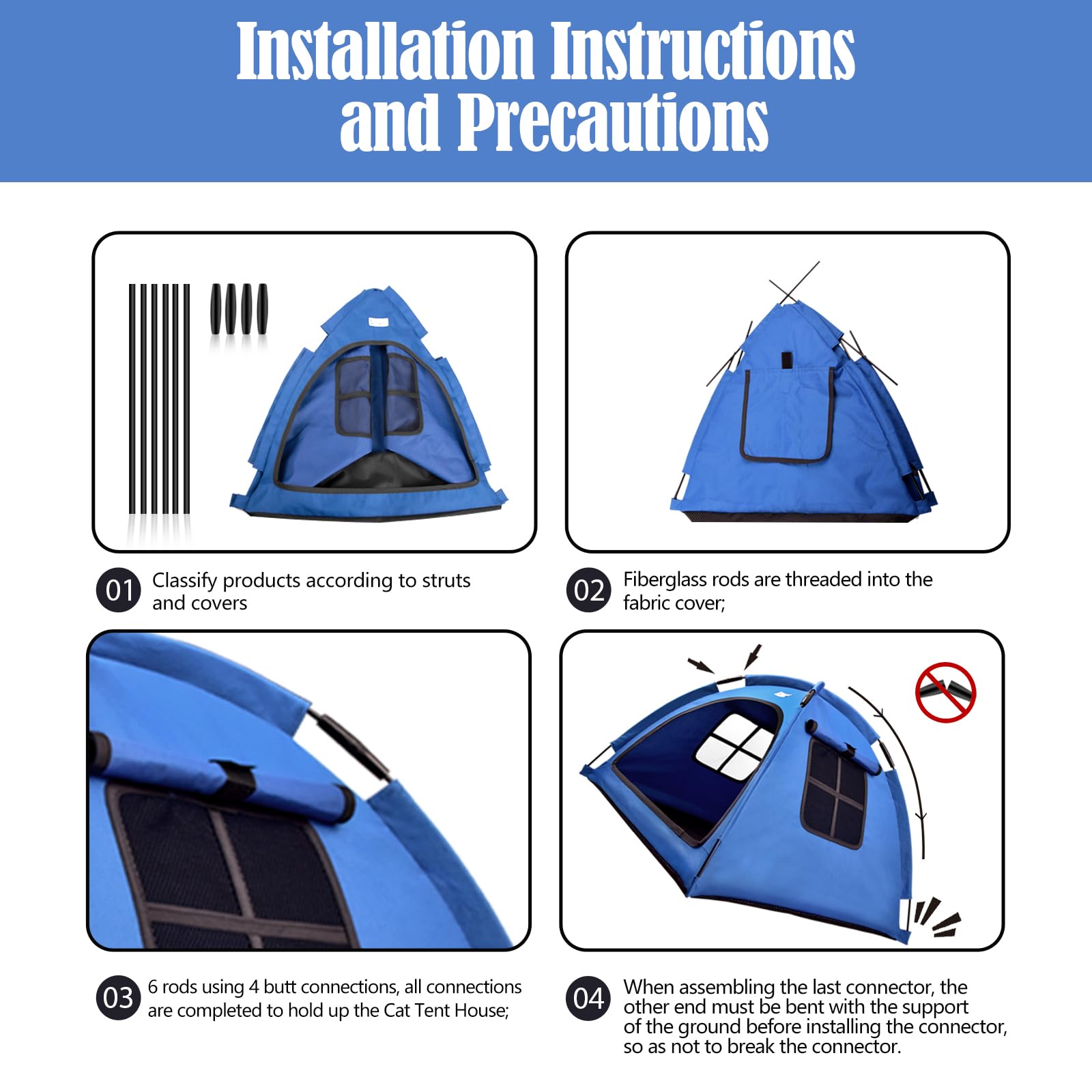 Waterproof Outdoor Cat & Dog Tent House - Portable Pet Bed for Indoor/Outdoor Use - Washable Cave Nest for Small Dogs, Cats & Bunnies (Navy Blue, Small) | Perfect for Camping, Backyard & Travel Adventures