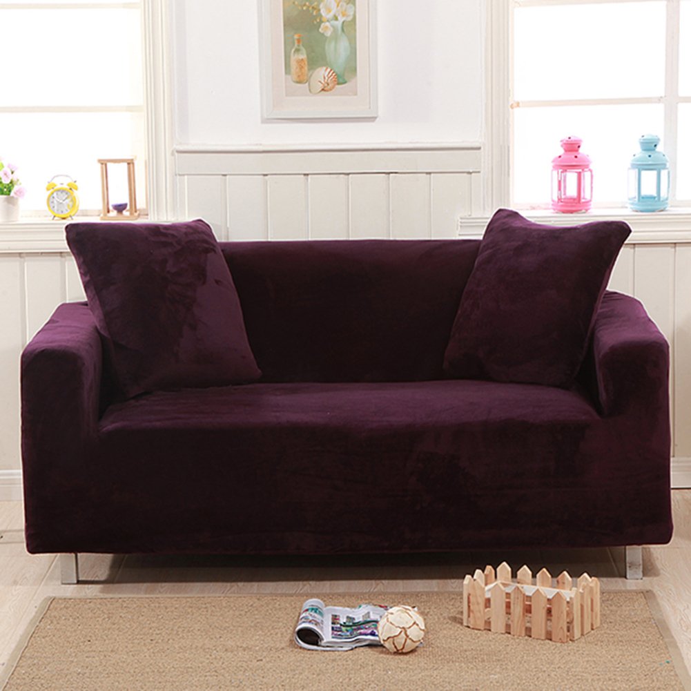 Premium Thick Elastic Sofa Slipcover - Plush Couch Protector for 3-Seater Sectional (75x90 Inch) | Solid Color Stretchable Furniture Cover for Living Room, Family Gatherings & Pet Protection