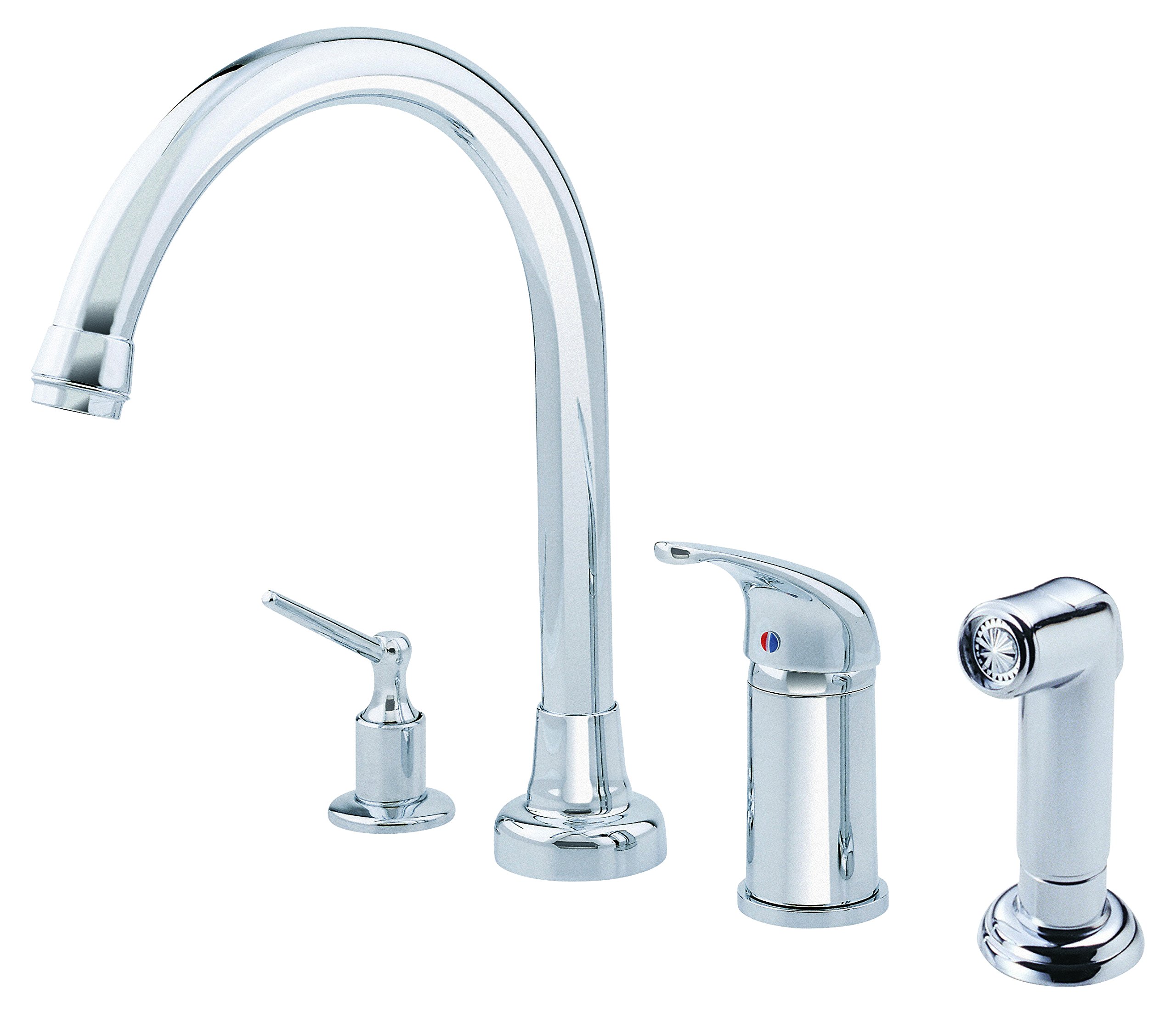 Gerber Plumbing Melrose Single Handle Kitchen Faucet with Side Spray & Soap Dispenser - Perfect for Modern Kitchens, Dishwashing & Food Prep