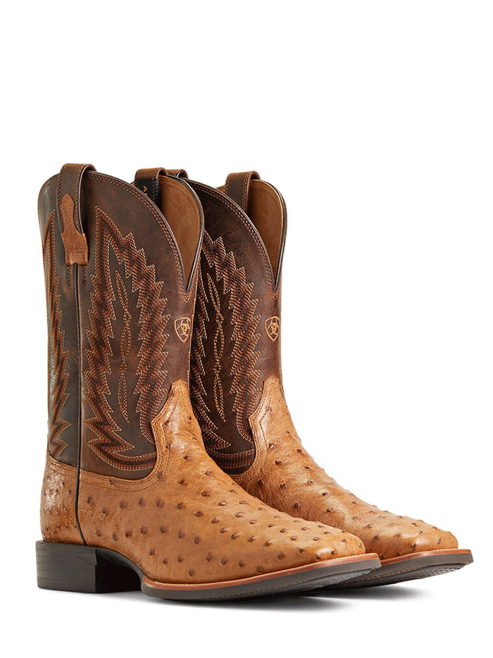 Ariat Men's Quantum Primo Full Quill Ostrich Western Boots - Beam Brown | Premium Cowboy Boots for Riding, Work & Country Fashion