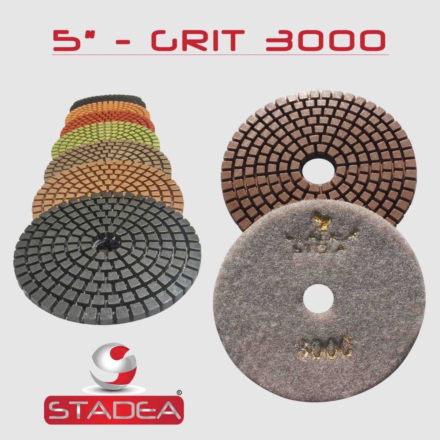 STADEA 5 Inch 1500 Grit Diamond Polishing Pads (10 Pack) - Wet/Dry Use for Granite, Marble, Concrete & Stone - Perfect for Countertop Refinishing, Floor Restoration & DIY Projects