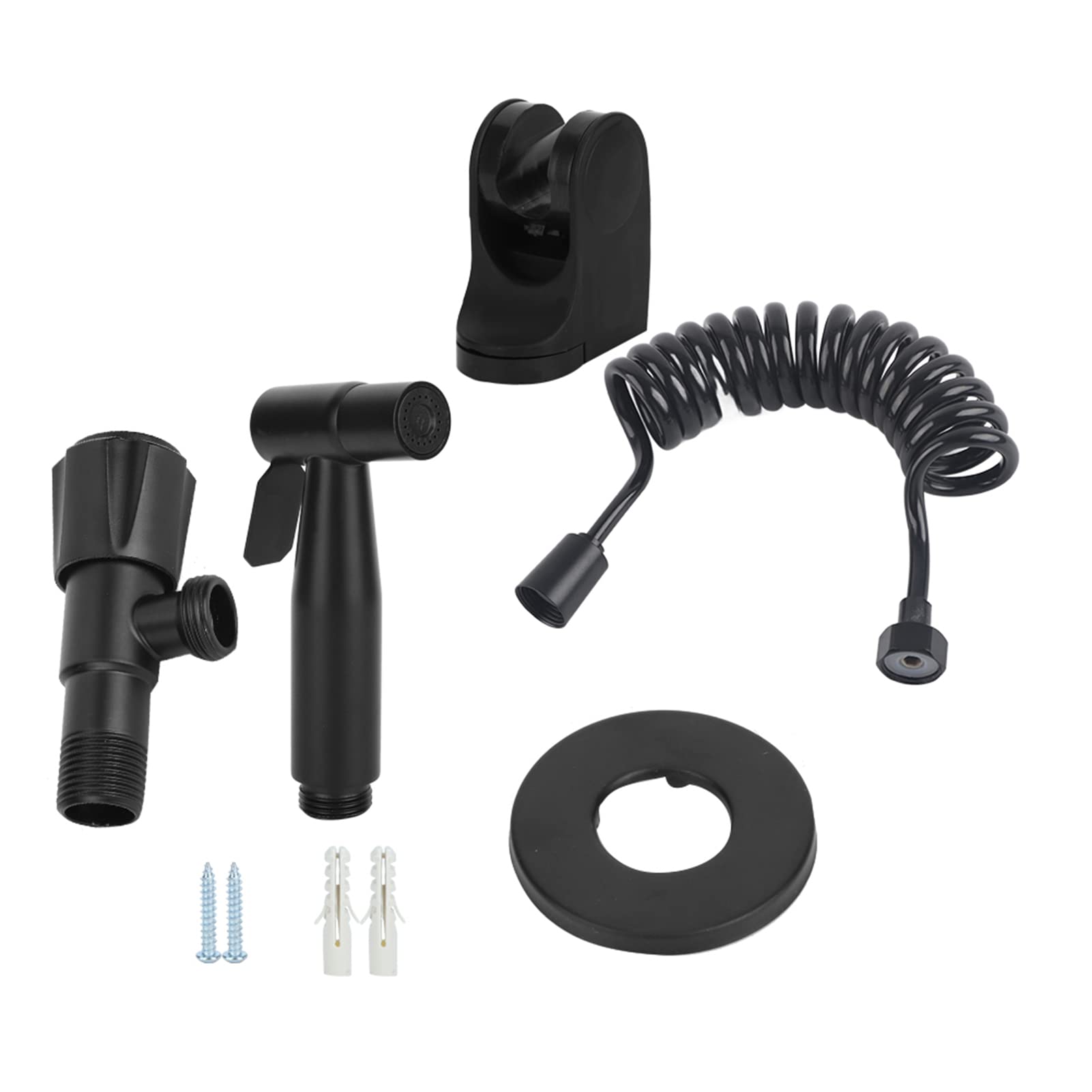 Stainless Steel G1/2 Thread Handheld Bidet Sprayer Kit with Feminine Wash & Hose - Black Bathroom Accessory for Toilet & Personal Hygiene Cleaning