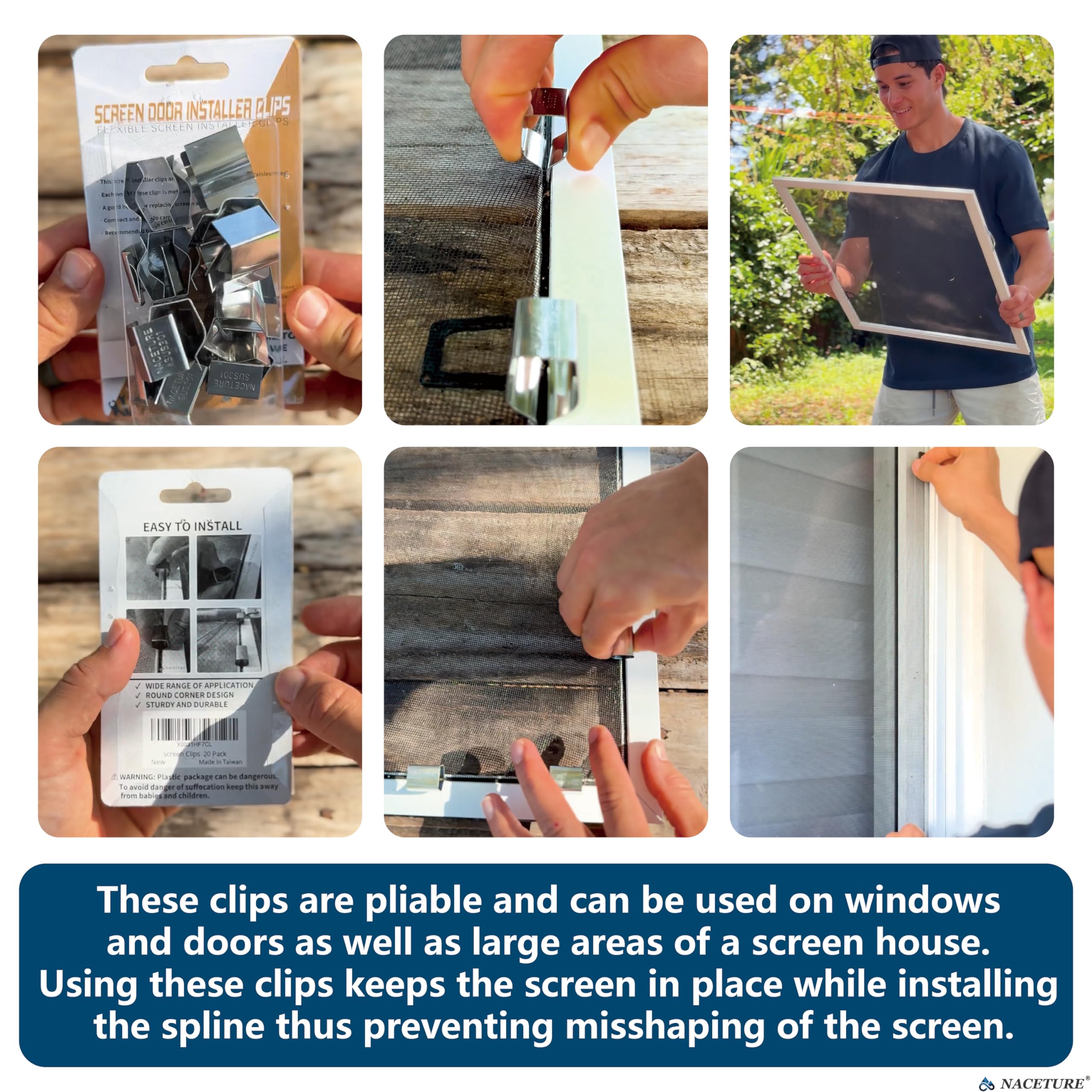 20 Pack Screen Door Installer Clips - Heavy Duty Screen Retainer Clips for Rescreening Windows & Doors | Perfect for Patio, Garage & Home Screen Repair | Durable Mesh Screen Fasteners for DIY Projects