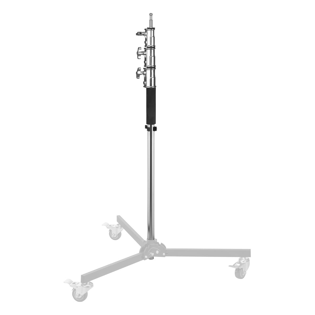 Flashpoint Folding Wheeled Base Stand - Black/Chrome-Plated 11 Foot Heavy Duty Light Stand for Photography & Video Studio Equipment - Perfect for Studio Lights, Backdrops & Portable Shooting