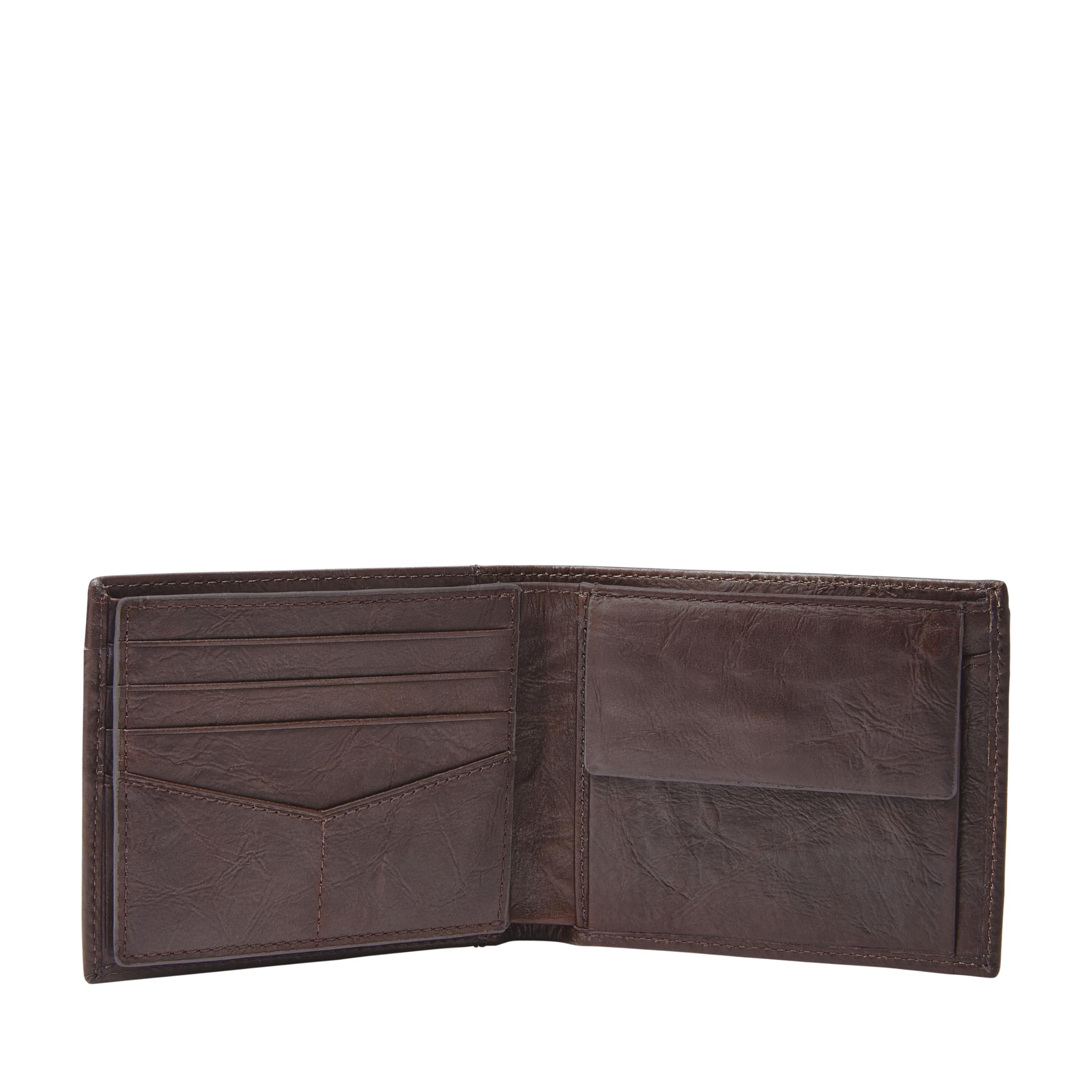Fossil Men's Bifold Leather Wallet with Coin Pocket - Slim RFID Blocking Billfold for Everyday Carry & Travel Essentials