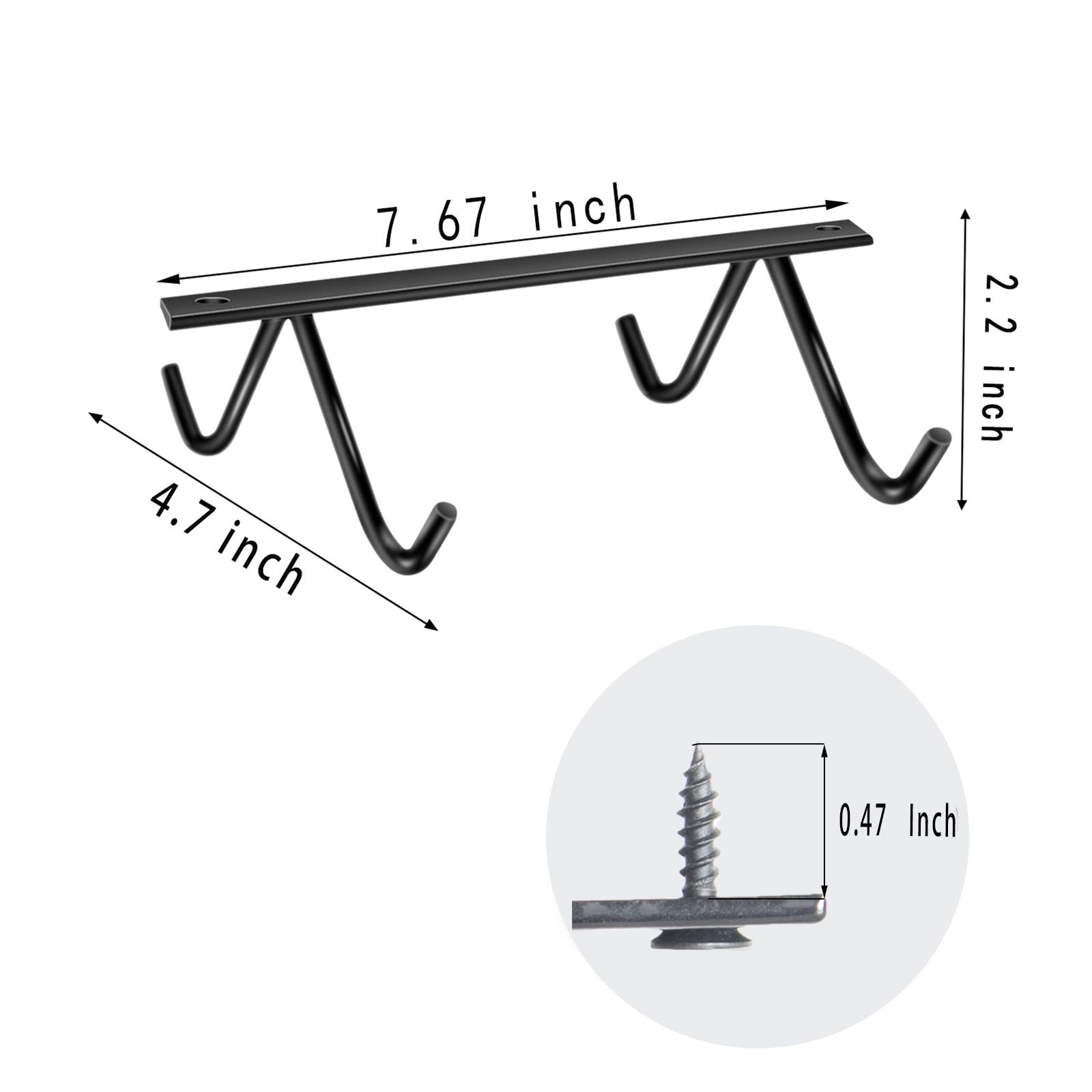 Sturdy Black Metal Cabinet Hook Mug Holder - Under Cabinet Coffee Cup Rack Organizer for Kitchen Storage, Space-Saving Hanging Utensil Shelf - Perfect for Small Kitchens, Dorms, and Office Break Rooms
