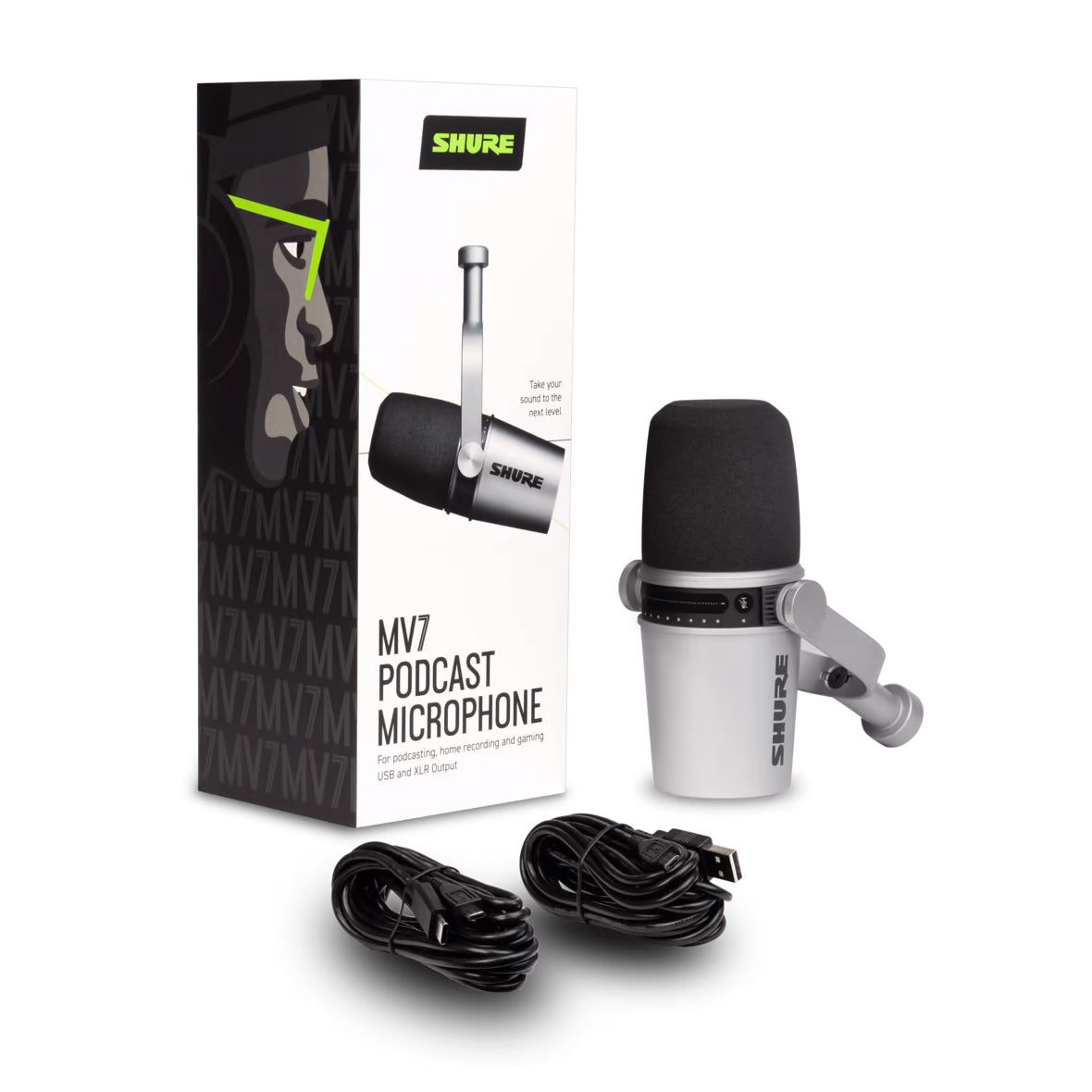 Shure MV7 USB/XLR Dynamic Podcast Microphone for Streaming, Recording & Voiceovers - Professional Studio-Quality Sound for Podcasters, Gamers & Content Creators
