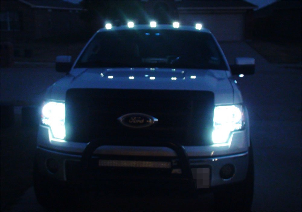 5 Pack Smoked Lens Cab Roof Marker Running Lights with White LED for Trucks & 4x4 Vehicles - Heavy Duty Off-Road Lighting for Night Driving & Enhanced Visibility