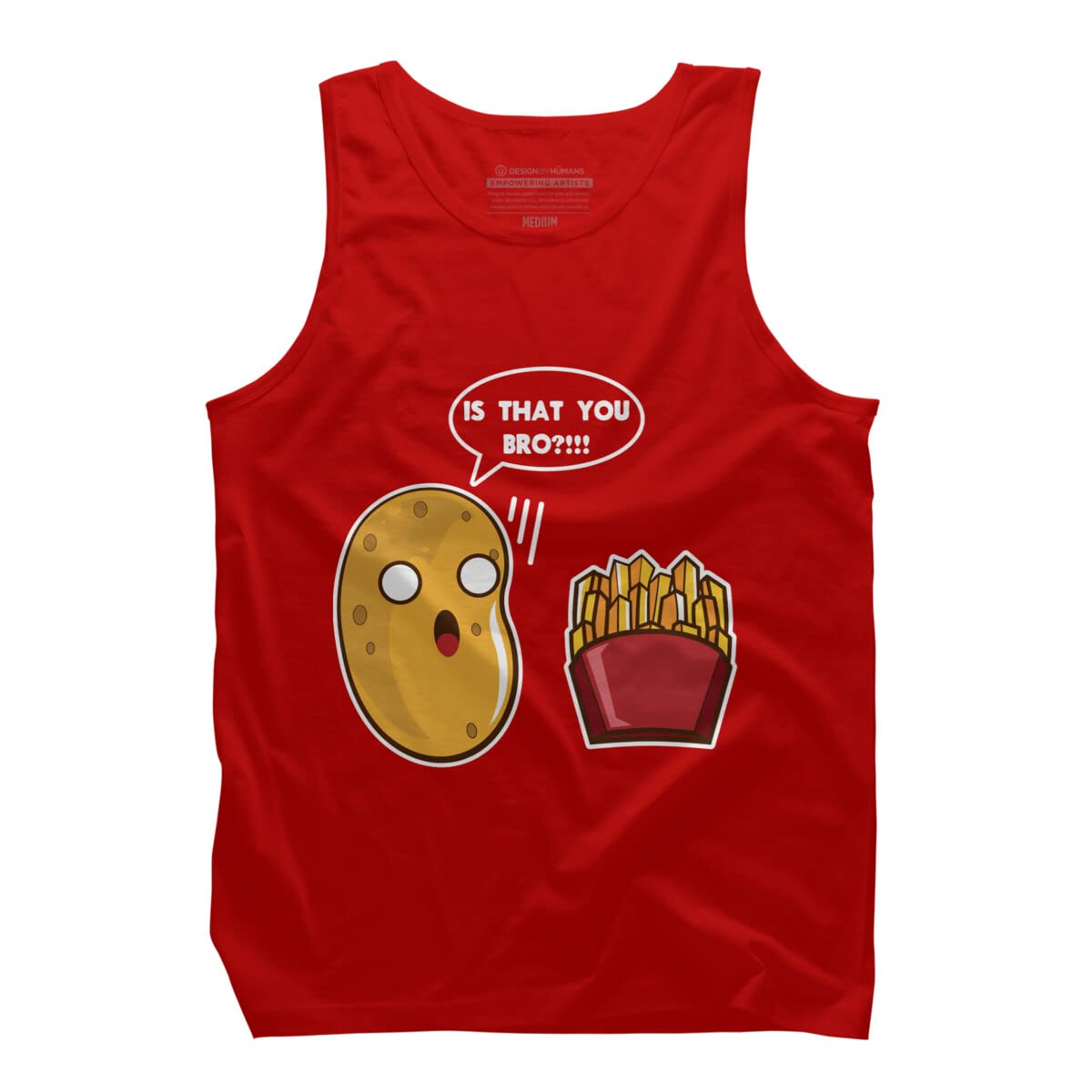 Design By Humans Men's I Am A Potato French Fry Graphic Tank Top - Funny Novelty T-Shirt for Casual Wear & Gifts - Perfect for Summer Outfits, Lounge Wear, and Potato Lovers