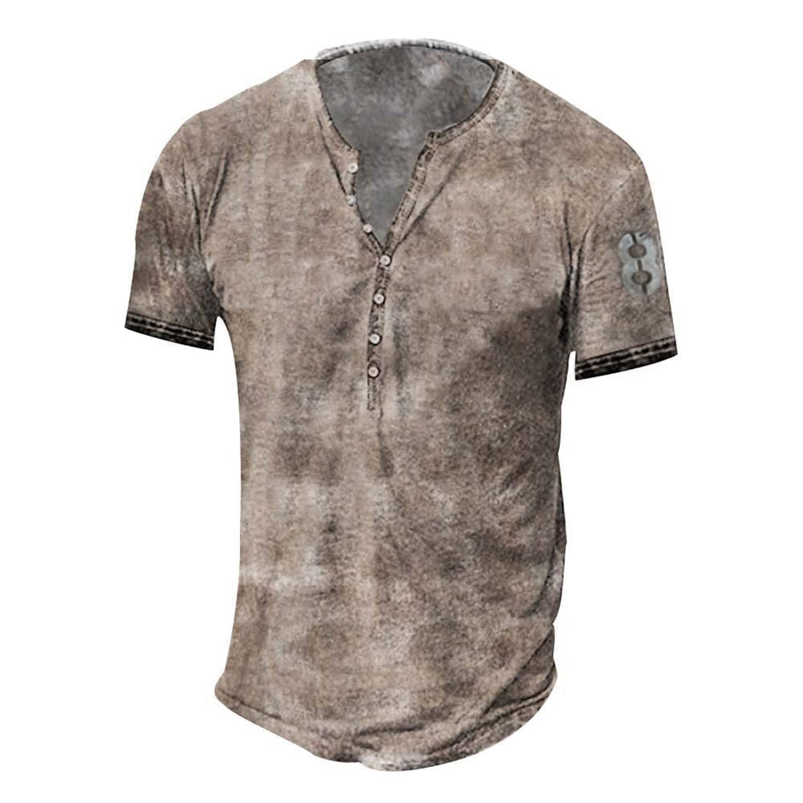 Men's Short Sleeve Henley Shirts - Casual Graphic Acid Washed Streetwear T-Shirts | Lightweight Workout & Gym Tees for Men | Trendy Urban Fashion for Street Style & Daily Wear