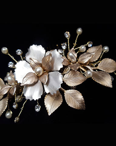 Elegant Bridal Headpiece - Missy Fi Flower Comb by Stephanie Browne | Perfect for Weddings, Prom & Special Occasions