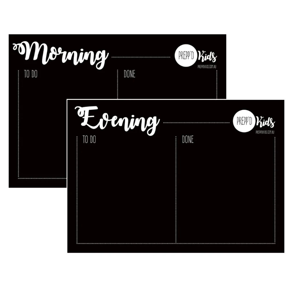 Preppd Kids Morning & Evening Magnetic Routine Chart (A4) - Daily Schedule Planner for Children's Routine Tasks - Perfect for Home, Classroom & Montessori Learning