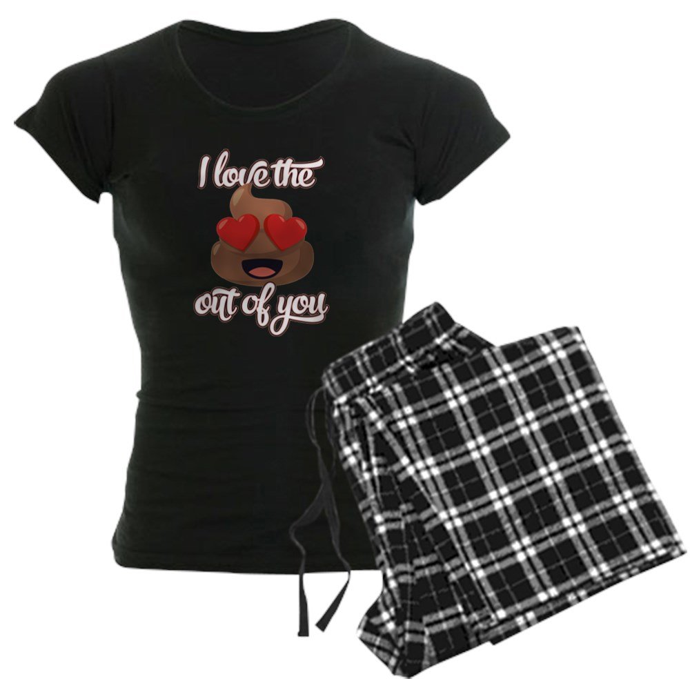 Emoji Love The Poop Out Of You Women's Pajamas Set - Funny Cute Sleepwear for Women - Perfect for Sleepovers, Girls Night & Relaxing at Home