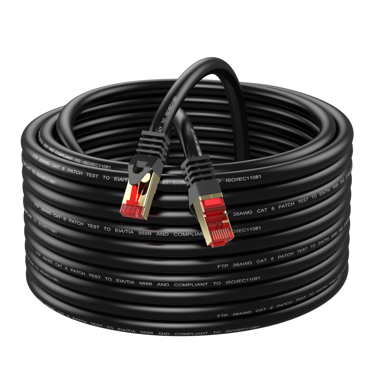 Abireiv Cat6 Outdoor Ethernet Cable 300ft - Shielded, UV Resistant, Waterproof, Direct Burial Network Cable for Gaming, Router, LAN, TV - High-Speed Internet Connection for Home, Office & Outdoor Use