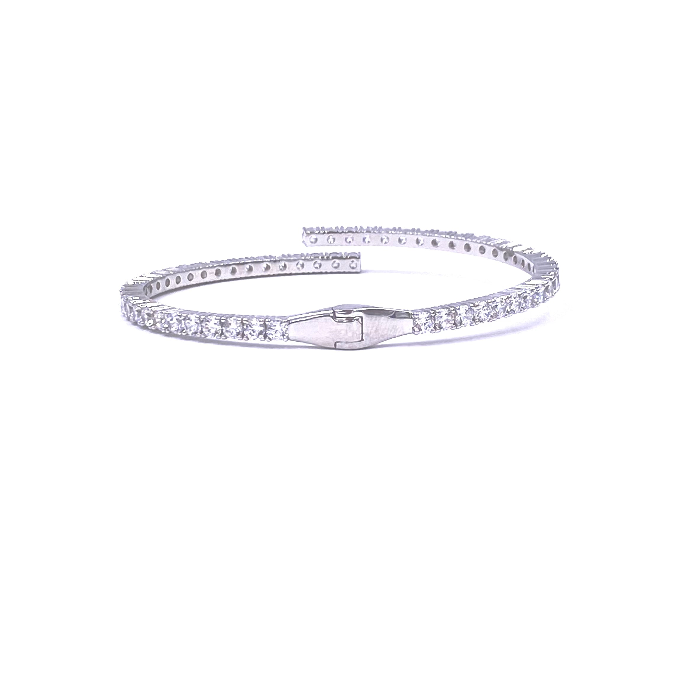 Ashley Gold Stainless Steel Prong Set CZ Adjustable Open Bangle Bracelet for Women - Elegant Cubic Zirconia Jewelry for Party, Wedding & Everyday Wear